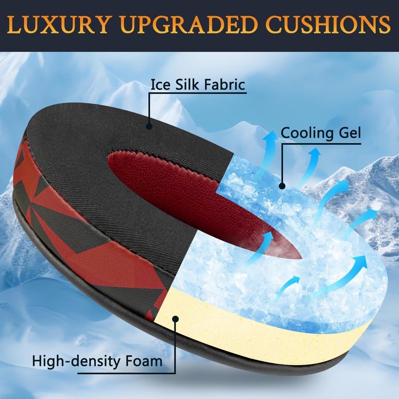 SoloWIT Cooling Gel Replacement Earpads Cushions for HyperX Cloud 1/2/3/Pro/Core, Cloud Alpha/Flight/Stinger Series, CloudX Stinger/Flight Series Headset - Red Storm - Image 4